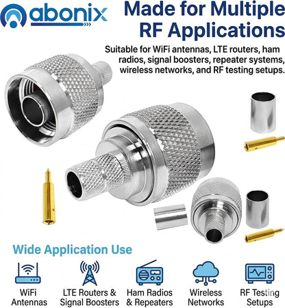 ABONIX N Male Crimp Connector for HLF-300 & LMR-300 RF Coax Cable- Pack- 10