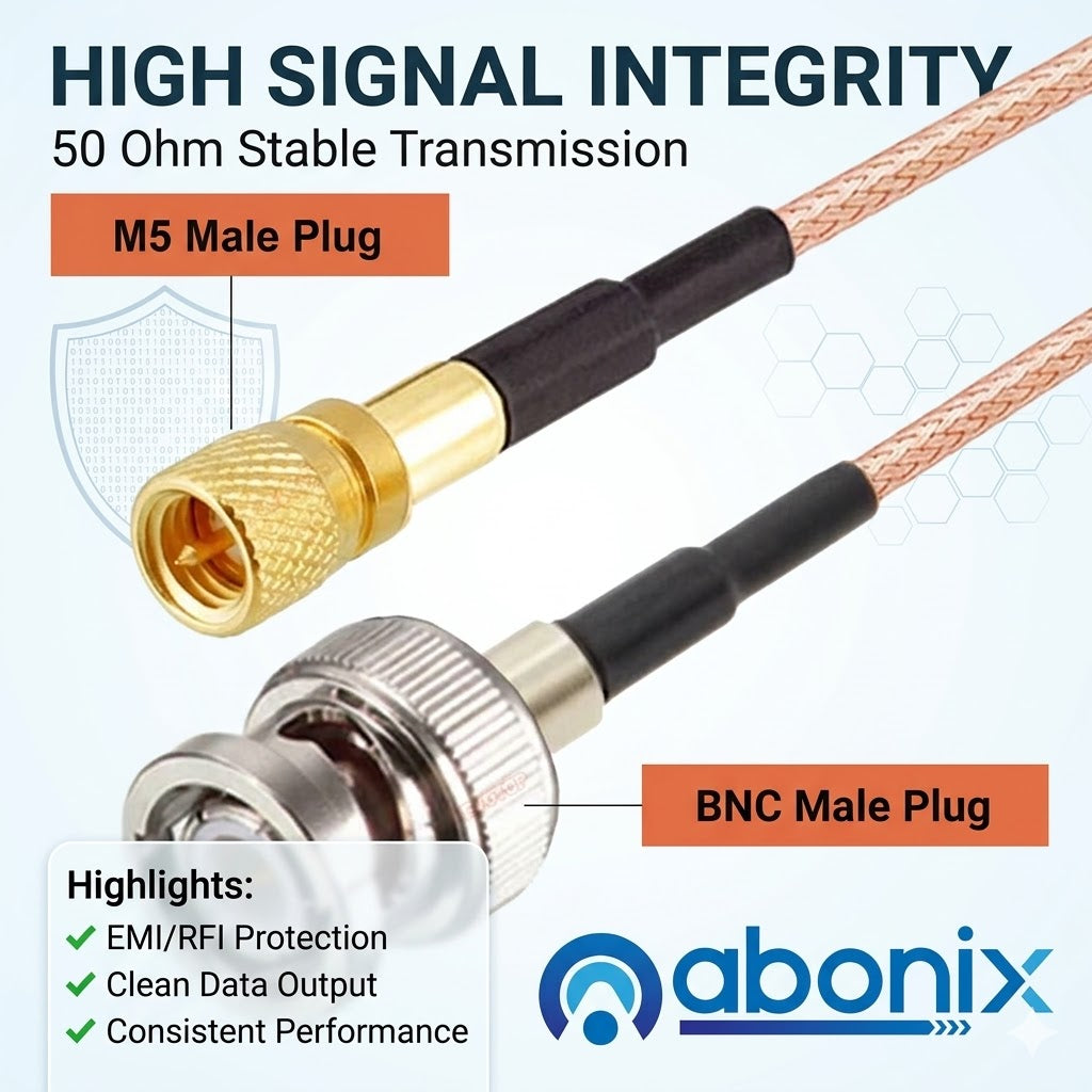 ABONIX RG316 BNC to M5 Microdot Cable 50Ohm Low Loss RF Coaxial Cable 3.3FT(1M)