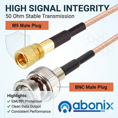 ABONIX RG316 BNC to M5 Microdot Cable 50Ohm Low Loss RF Coaxial Cable 3.3FT(1M)
