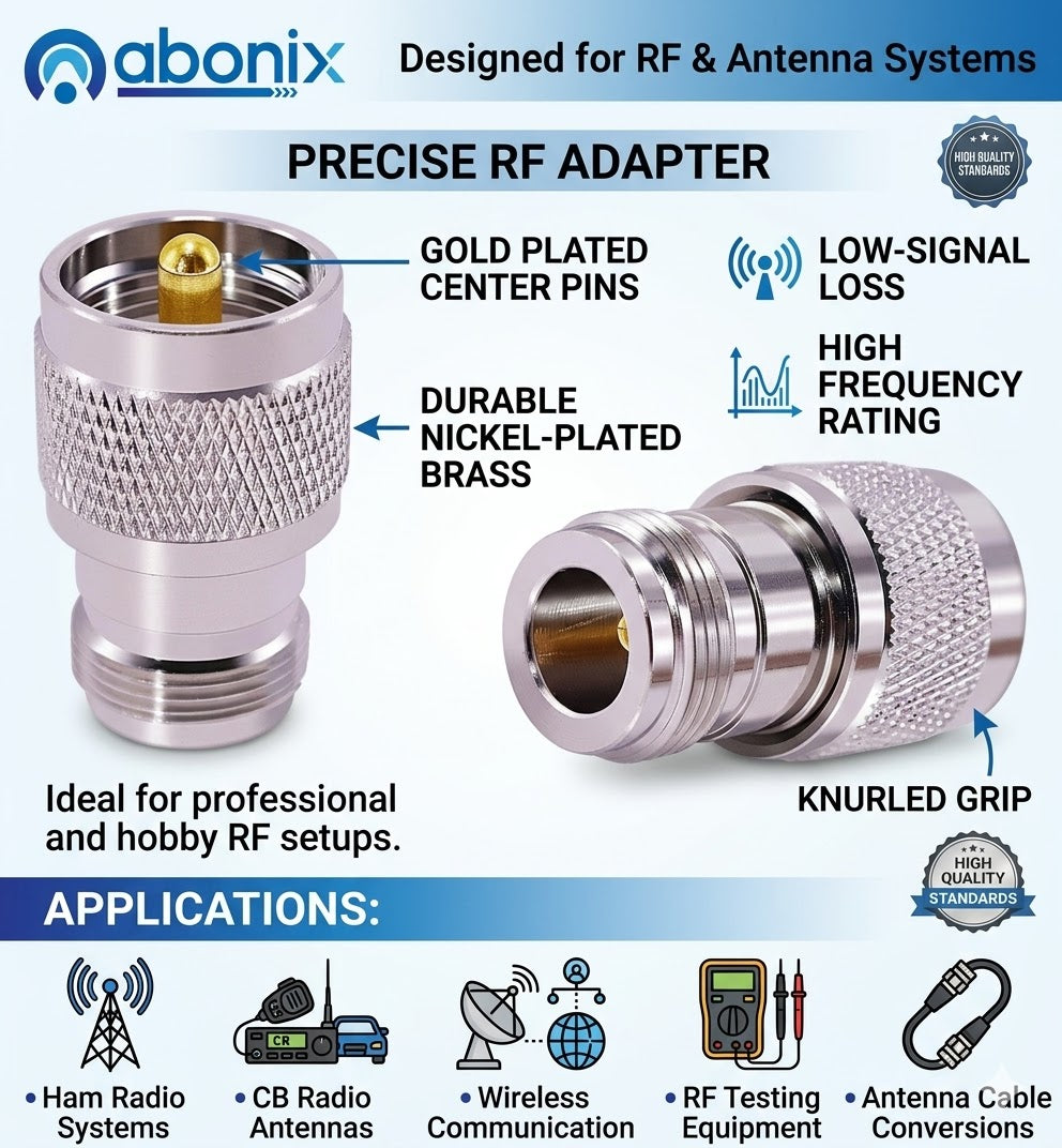 N-Type Female to UHF Male RF Coax Adapter - Pack - 4