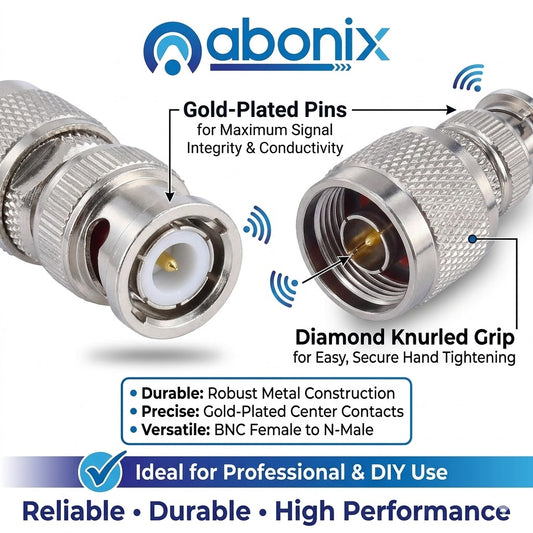 ABONIX BNC Male to N Male RF Coax Adapter Connector- Pack- 4