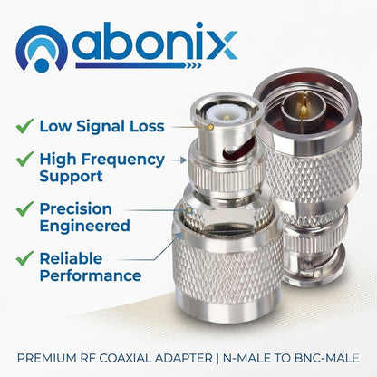 ABONIX BNC Male to N Male RF Coax Adapter Connector- Pack- 1