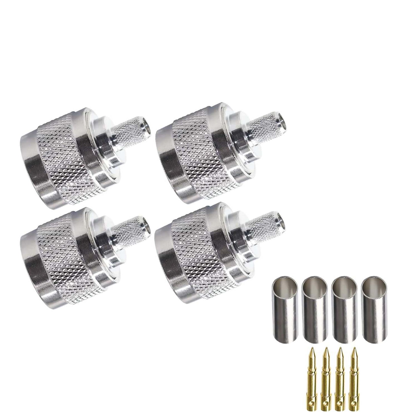 ABONIX N Male Crimp Connector for HLF-300 & LMR-300 RF Coax Cable- Pack- 4