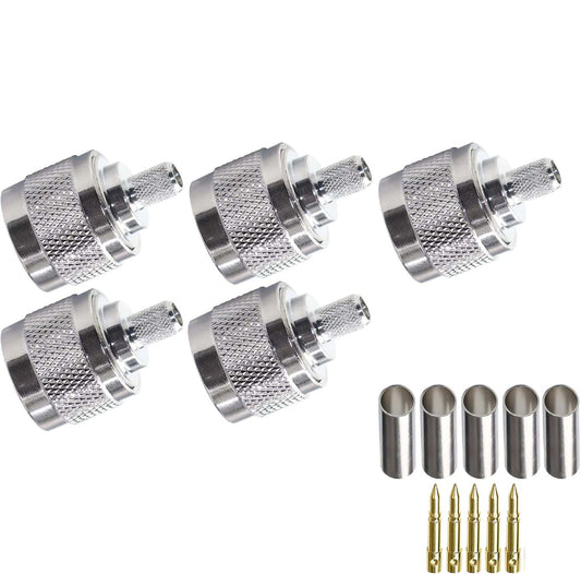 ABONIX N Male Crimp Connector for HLF-300 & LMR-300 RF Coax Cable - Pack - 5