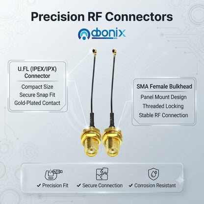 U.FL (IPEX/IPX) to SMA Female Bulkhead RF1.13mm Coaxial Pigtail Cable 10cm - Pack 2