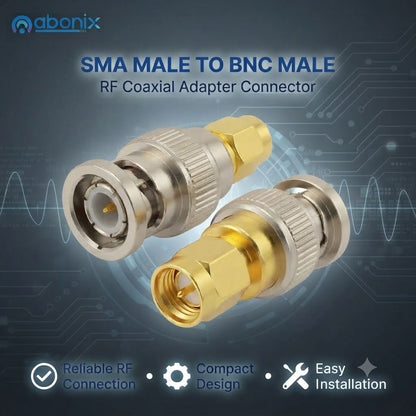 SMA Male to BNC Male Coax Cable Adapter Connector - Pack - 5