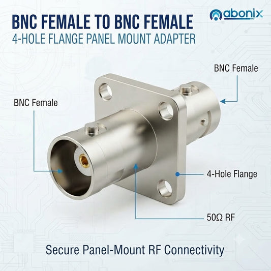 ABONIX BNC Female to BNC Female Flange Panel Mount RF Connector, 4-Hole- Pack- 2