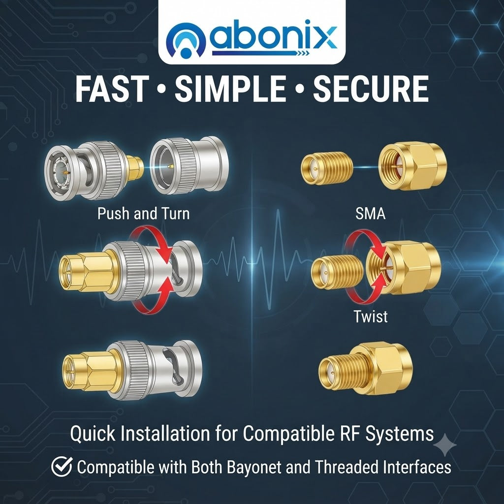 SMA Male to BNC Male Coax Cable Adapter Connector - Pack - 5