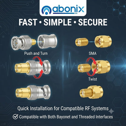 SMA Male to BNC Male Coax Cable Adapter Connector - Pack - 5