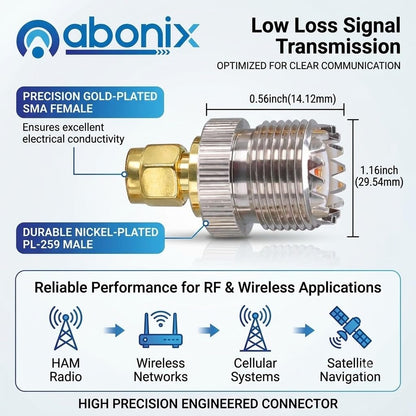 Abonix SMA Female to UHF Female Connector Pl259 Coax Adapter - Pack - 2