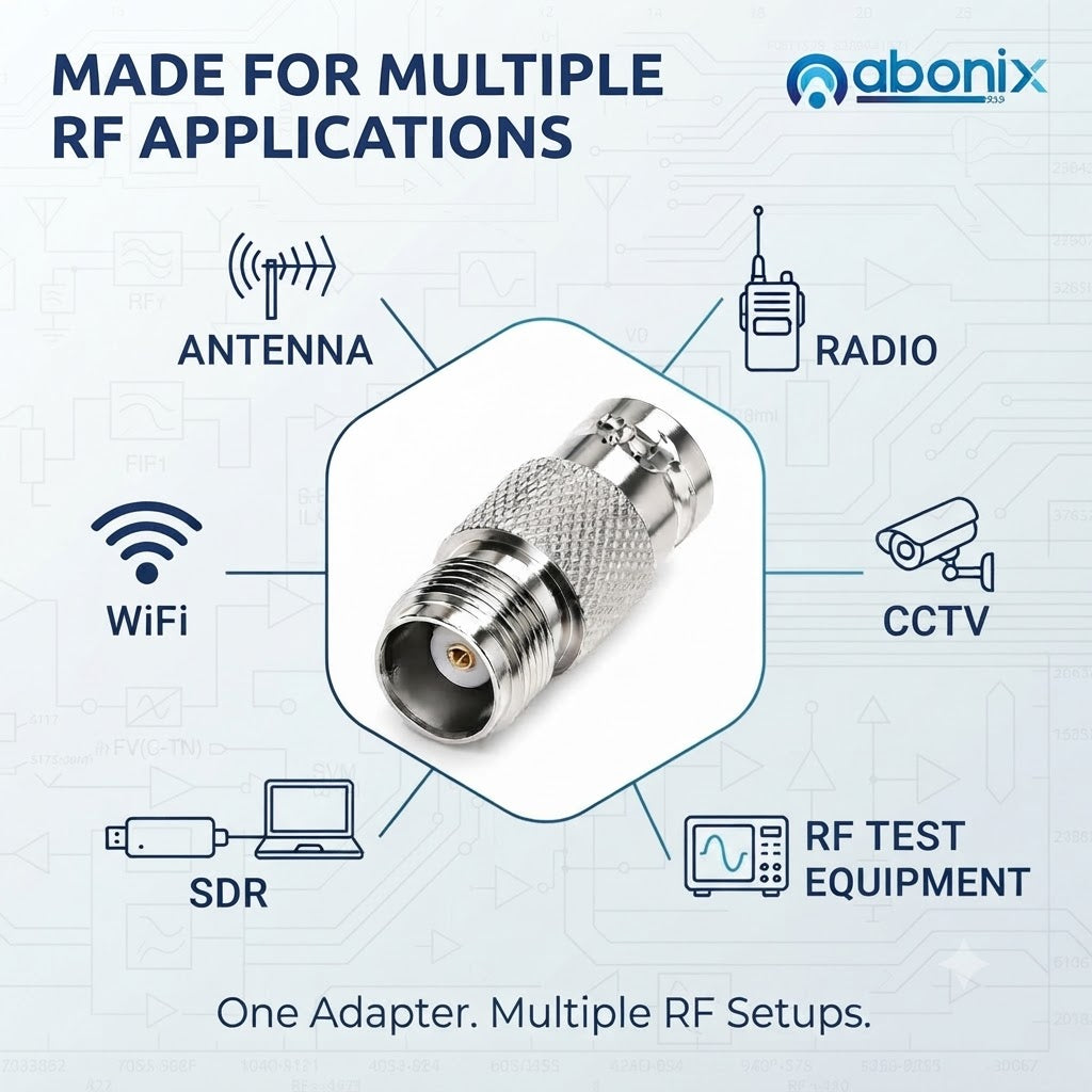ABONIX BNC Female to TNC Female Coaxial Adapter for RF Equipment - Pack- 2