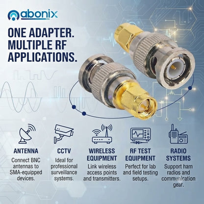 SMA Male to BNC Male Coax Cable Adapter Connector - Pack - 5