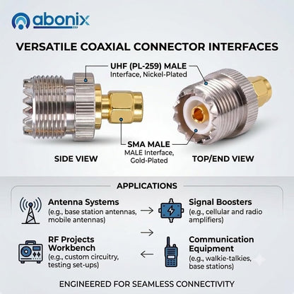 Abonix SMA Female to UHF Female Connector Pl259 Coax Adapter - Pack - 2