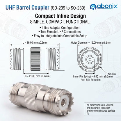 Abonix UHF Female to UHF Female Coax Adapter - Pack - 2