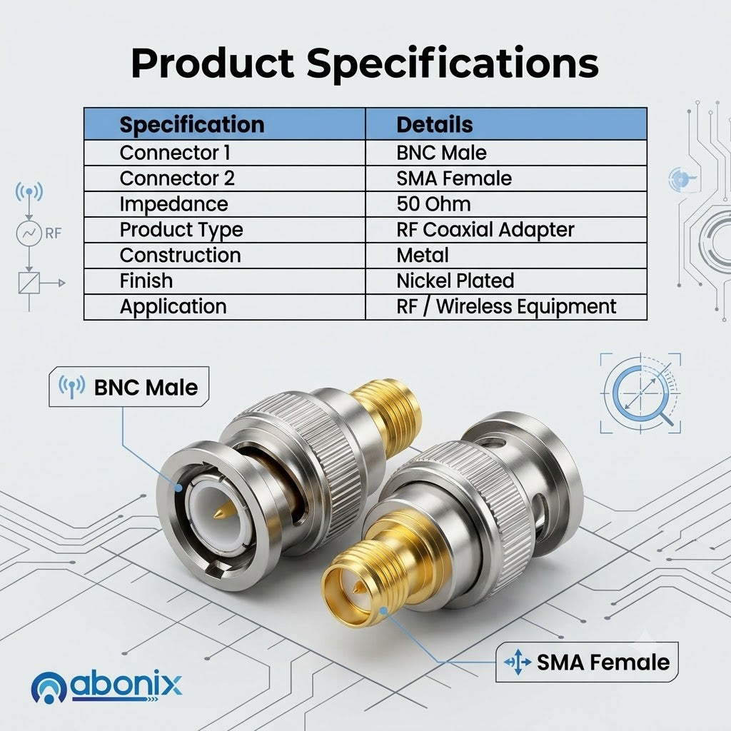 BNC Male to SMA Female RF Coax Adapter - Pack - 4