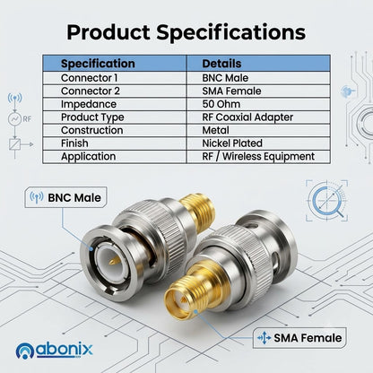 BNC Male to SMA Female RF Coax Adapter - Pack - 4