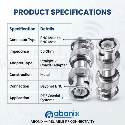 BNC Male to BNC Male RF Coax Adapter - Pack - 2