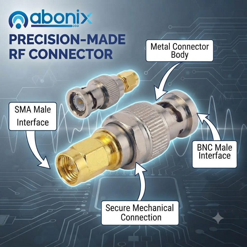 SMA Male to BNC Male Coax Cable Adapter Connector - Pack - 5
