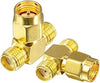 SMA Tee Splitter - SMA Male to Dual Female Coax Adapter - Pack - 2