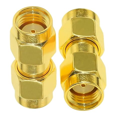 RP-SMA Male to RP-SMA Male Adapter RF Reverse Polarity SMA Male Coaxial Connector for FPV Drones, Wi-Fi Antennas, Radio, RF Applications (Pack 0f 2)
