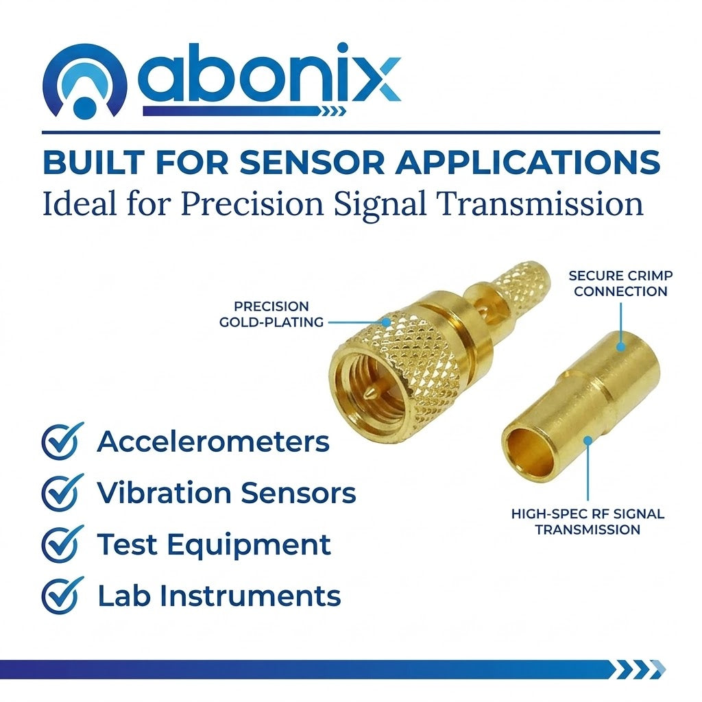 ABONIX M5 10-32 UNF Microdot Male Crimp Connector for RG-316/RG-174, Gold Plated 50 Ohm- Pack- 1