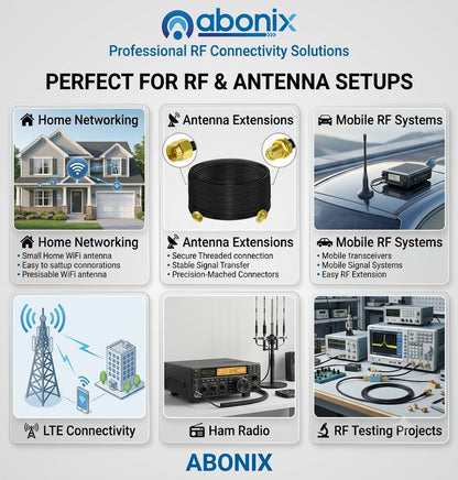 ABONIX RG58 SMA Male to SMA Female Coaxial Extension Cable (20M / 65.6ft)- Pack- 1