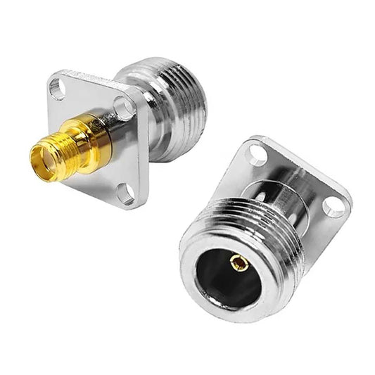 N Female to SMA Female Panel Mount 4 Hole 17.5mm Connector - Pack - 2
