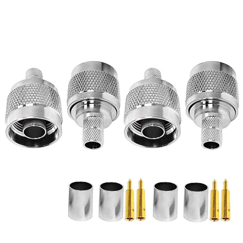 ABONIX N Male Crimp Connector for HLF-300 & LMR-300 RF Coax Cable- Pack- 4