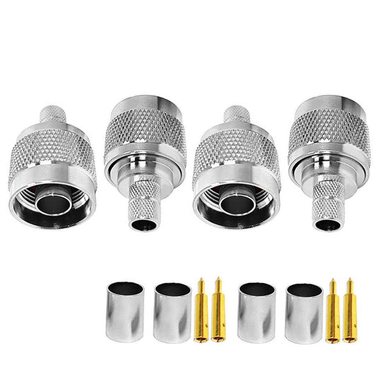 ABONIX N Male Crimp Connector for HLF-300 & LMR-300 RF Coax Cable- Pack- 4