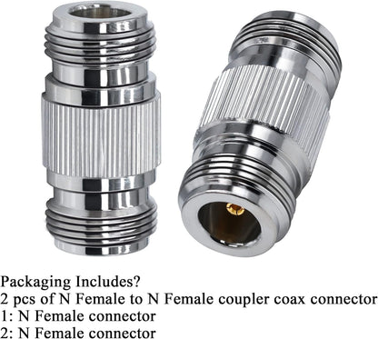 N-Type Female to N-Type Female Coaxial Adapter (Pack of 2)