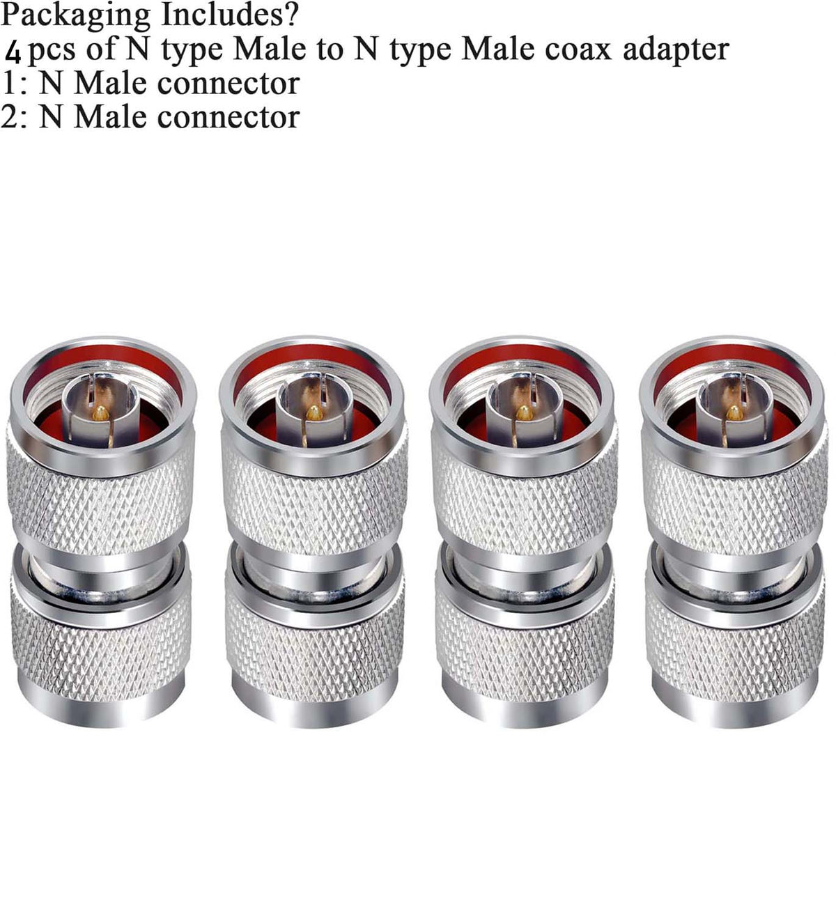 N Male to N Male RF Coax Adapter - Pack - 4