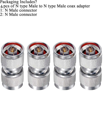 N Male to N Male RF Coax Adapter - Pack - 4
