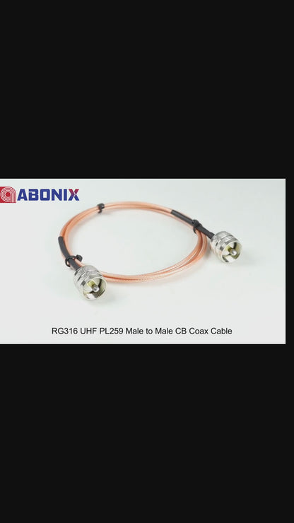 ABONIX RG316 UHF Male to UHF Male Coaxial Cable 2FT, Pack-1