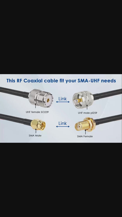 ABONIX RG316 SMA Male to UHF Female Coaxial Cable 2FT, Pack-1