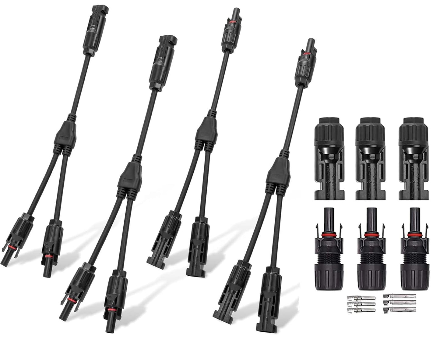 Mc4 Solar Connector Y Branch 2 Pairs 1M To 2F 1F To 2M Includes 3 Pairs Mc4 Malefemale Connectors Parallel Cable Splitter For Solar Panels