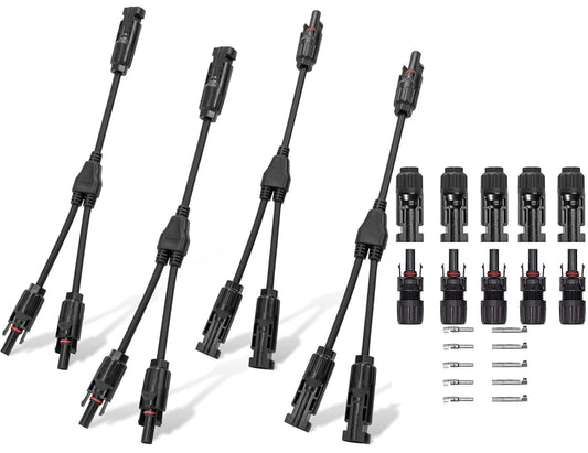 Mc4 Solar Connector Y Branch 2 Pairs 1M To 2F 1F To 2M Y Type Adapters 5 Pairs Mc4 Malefemale Connectors Parallel Solar Panel Cable Splitter For Pv Systems