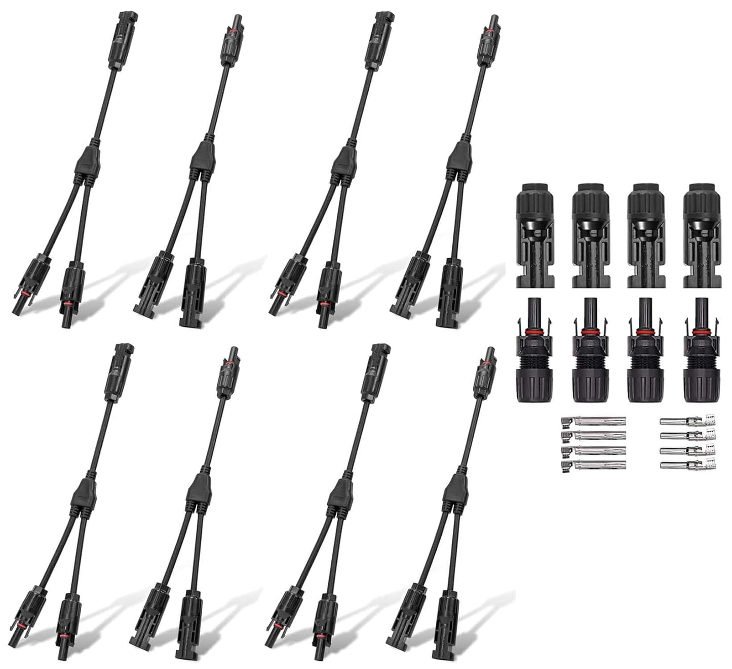 Mc4 Solar Connector Y Branch Connector 4 Pairs Mc4 Connector Malefemale 4 Pairs For Parallel Connection Between Solar Panels
