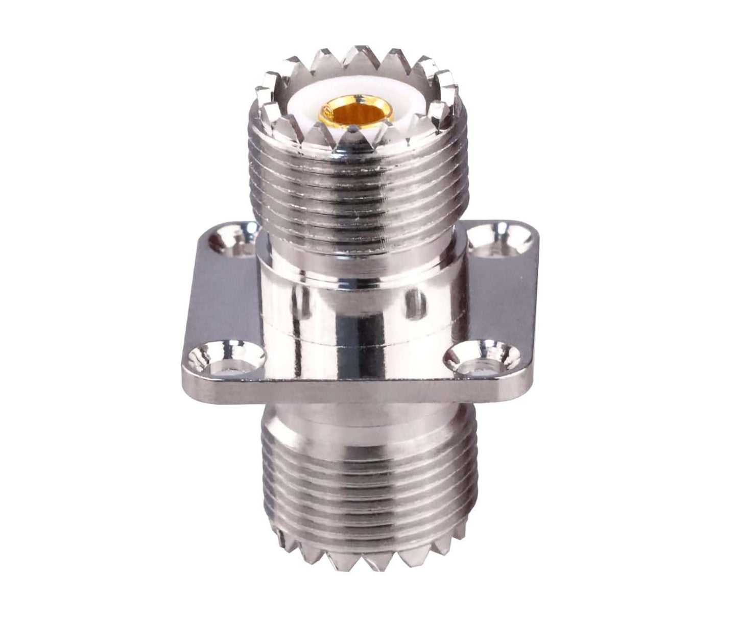 UHF Female to UHF Female 4-Hole Flange Panel Chassis Mount Connector - Pack - 1
