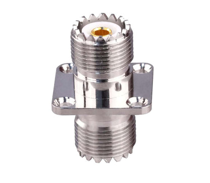 UHF Female to UHF Female 4-Hole Flange Panel Chassis Mount Connector - Pack - 1