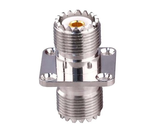 UHF Female to UHF Female 4-Hole Flange Panel Chassis Mount Connector - Pack - 1