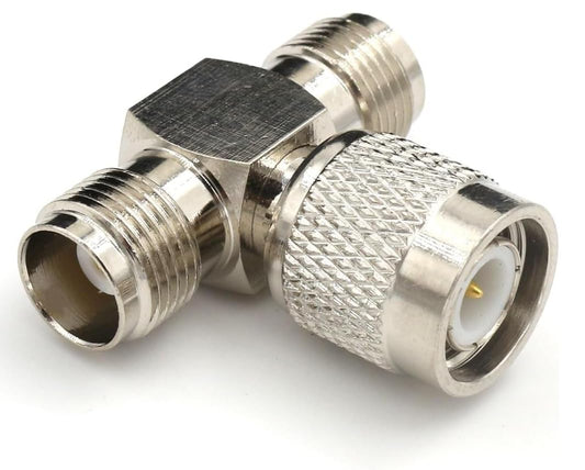 TNC Male to Dual TNC Female Tee Connector 3-Way RF Coaxial Adapter - Pack - 1