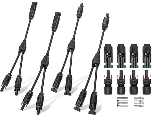 Mc4 Solar Connector Y Branch 2 Pairs 1M To 2F 1F To 2M Y Type Adapters 4 Pairs Mc4 Malefemale Connectors Parallel Cable Splitter For Solar Panels And Pv Systems