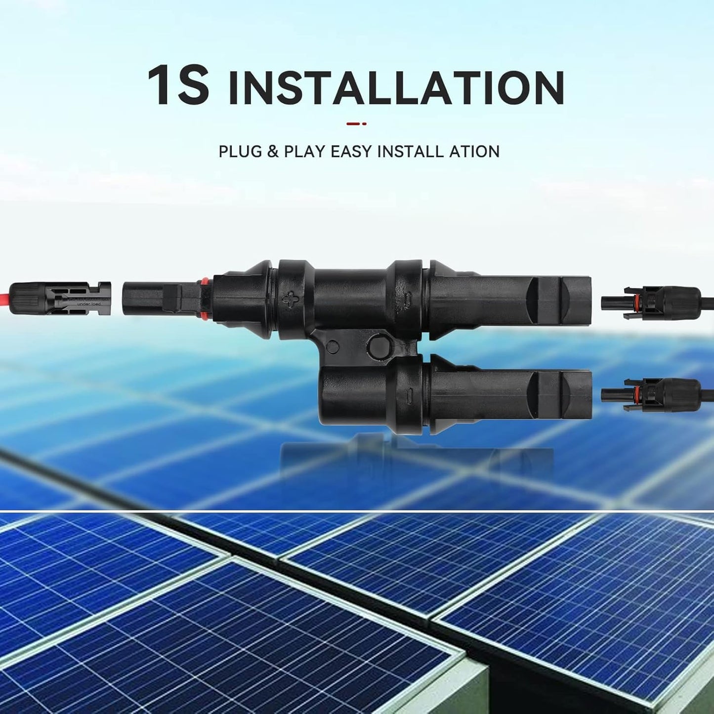 MC4 T Branch Connector 2 to 1 Solar Panel Parallel Adapter (MFF + MMF) –  Pack -2