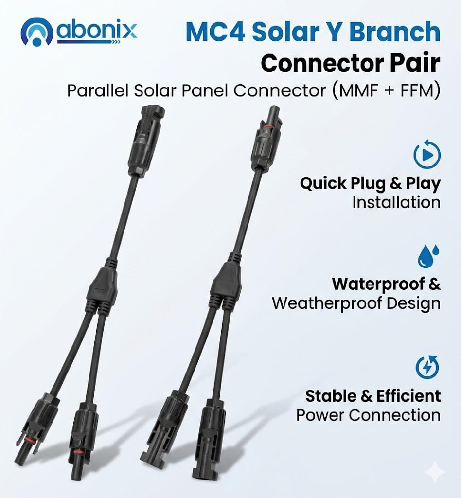 Mc4 T Branch Connector 4 To 1 Solar Panel Parallel Adapter Mff Mmf Pack 4 Pairs