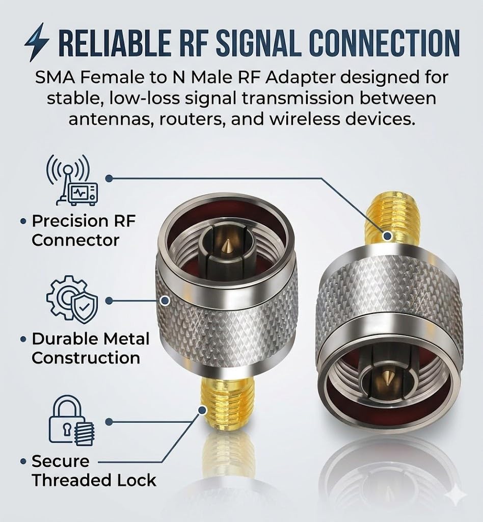 SMA Female to N Male RF Coax Adapter - Pack - 1