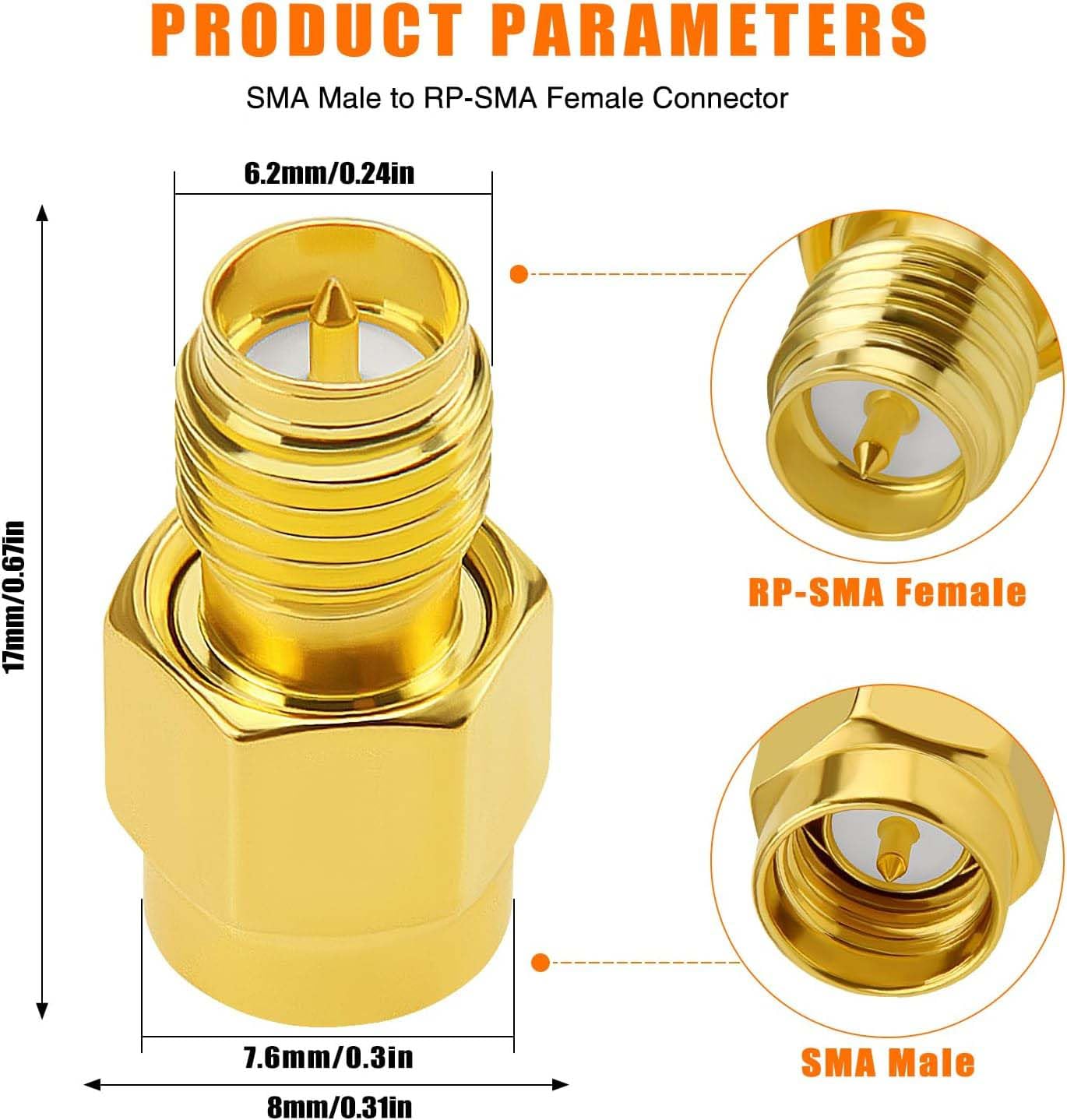 SMA Male to SMA Female Low Loss Antenna Coax Extension Connector - Pack - 2