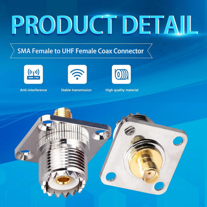 Uhf Female To Sma Female 4 Hole Flange Panel Chassis Mount Rf Coax Adapter Pack Of 1