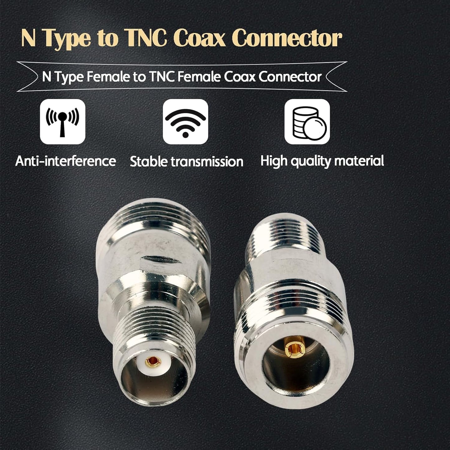 TNC Female to N Female RF Coax Adapter - Pack - 4