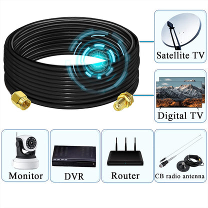 SMA Extension Cable RG58 32.8ft(10M) Male to SMA Female Coaxial Cable -Pack -1