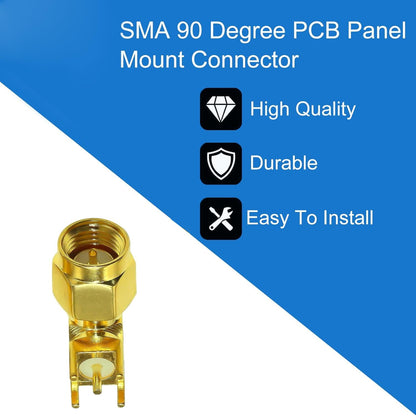 SMA Male Right Angle 90 Degree Coaxial PCB Mount Coax Adapter - Pack - 3